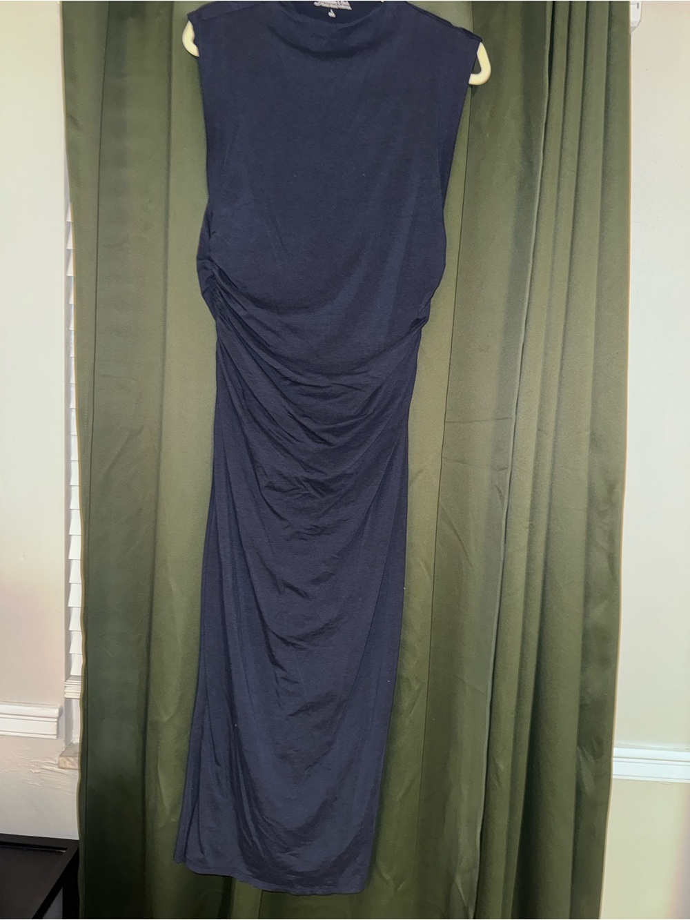Abercrombie & Fitch Navy Sleeveless Ruched Maxi Dress